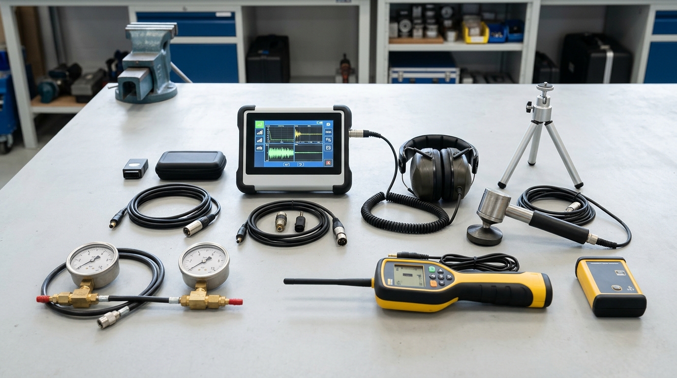 Acoustic ground microphones and digital leak detection equipment on residential floor